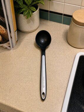Calphalon Nylon & Silicone Long Handle Black & Grey Ladle 13”